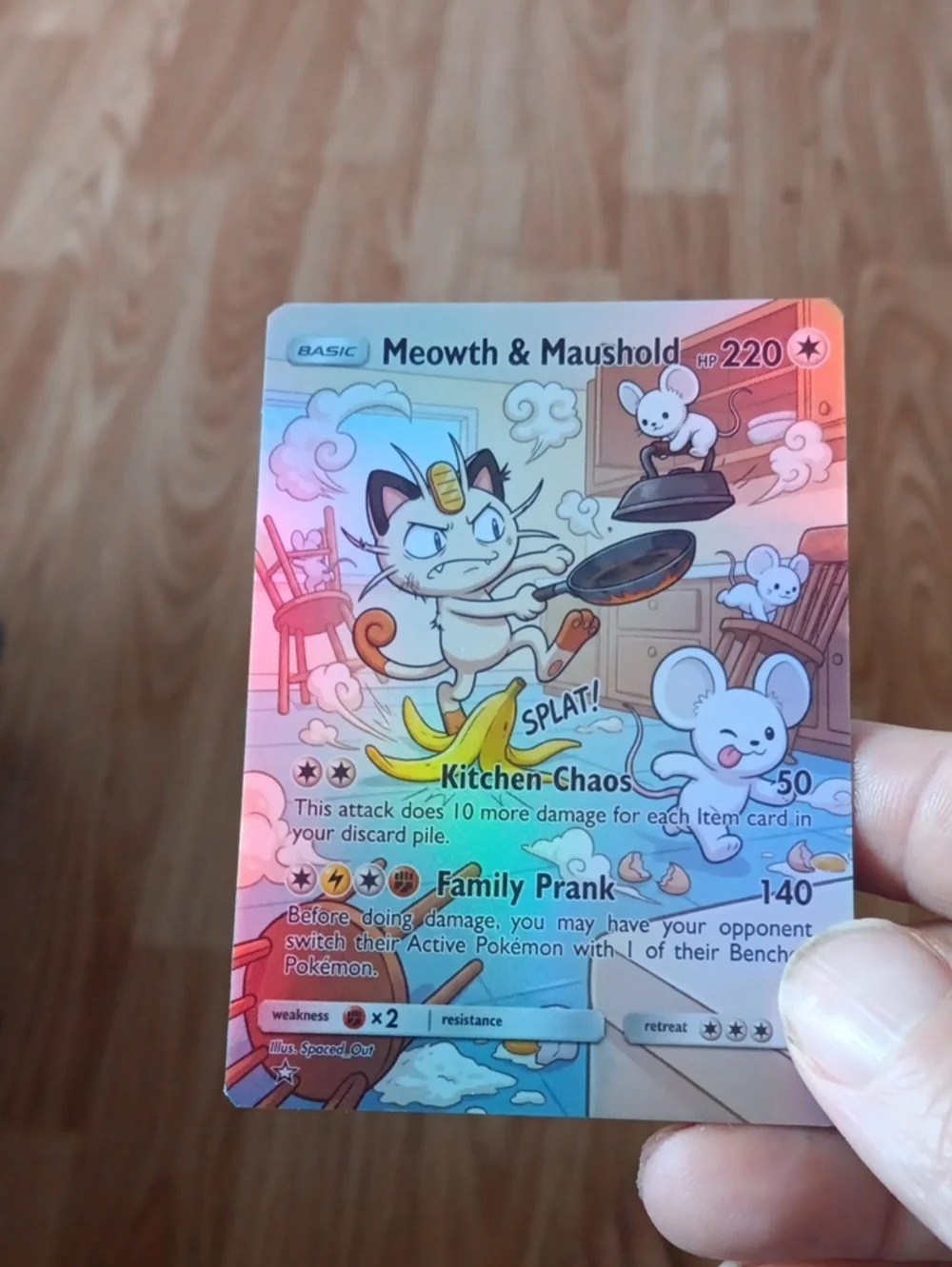 Meowth & Maushold Pokémon TCG Holo Rare Card - Yellow, White